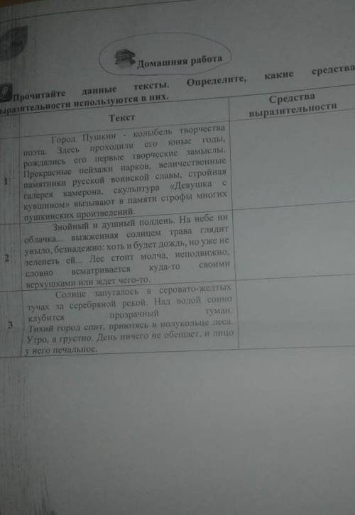 Прочитайте данные тексты. Определите, какие средства выразительности используются в них. 
