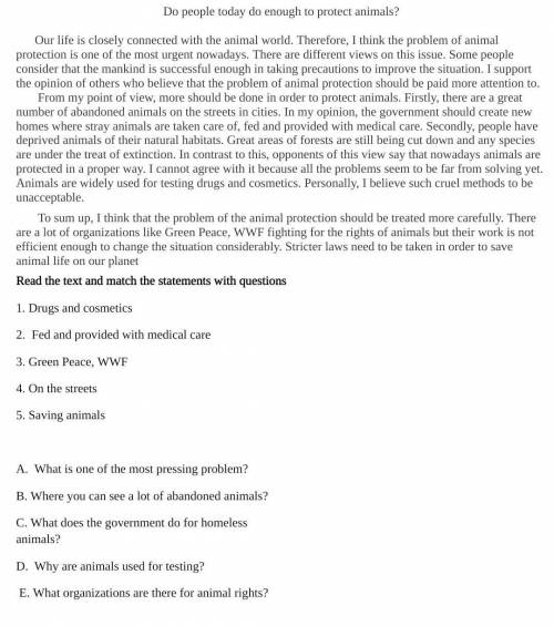Read the text and match the statements with questions 1. Drugs and cosmetics
