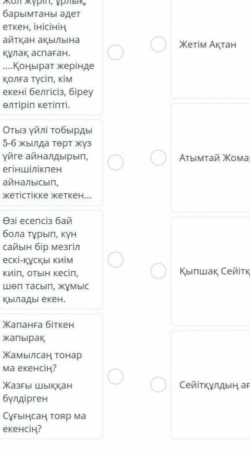 Берілген кейіпкерлердің портреттері арқылы кейіпкердің өзімен сәйкестендіріңіз дам.