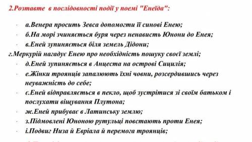 Установите хронология событий поэми Енида 