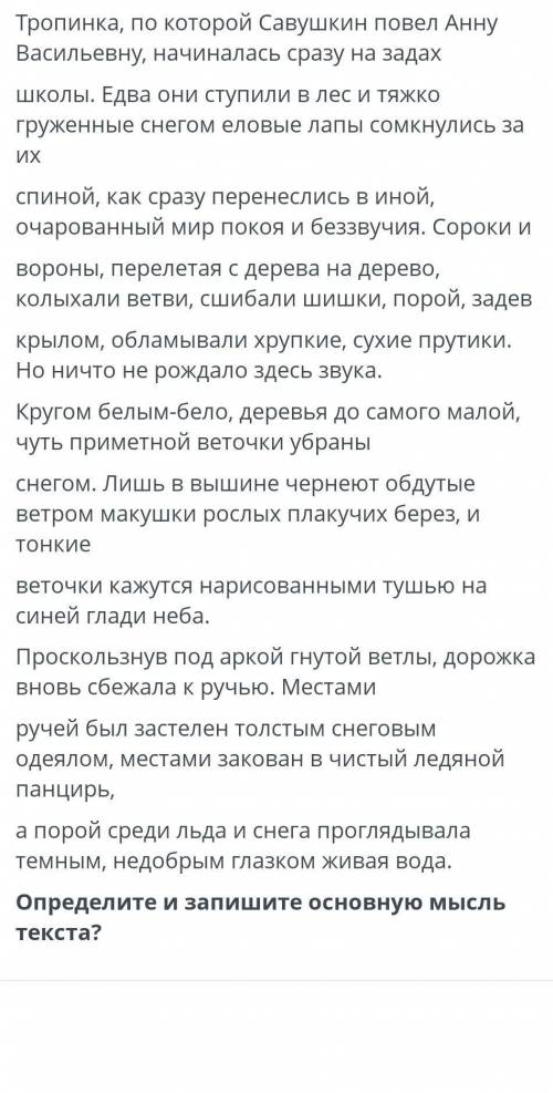 Определите и запишите основную мысль текста 