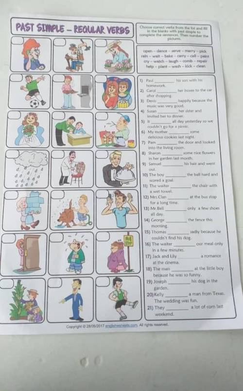 Past Simple нужно вставить глаголы я на уроке сиж ждууу