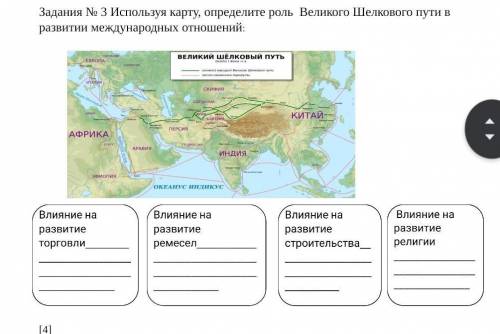 Задания № 3 Используя карту, определите роль Великого Шелкового пути в развитии международных отнош
