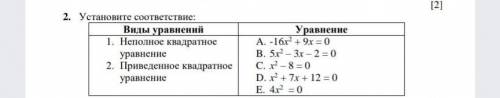 Нужно установить соответствие : 