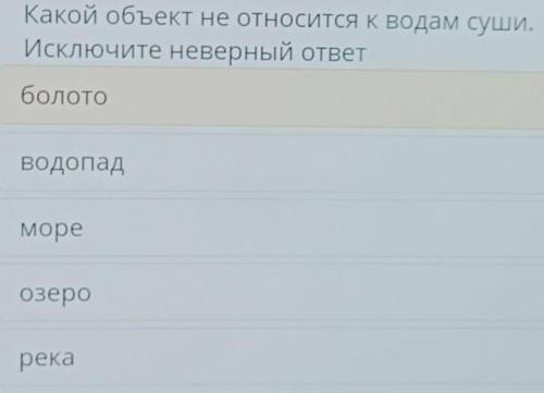 Какой объект не относится к водам суши исключите неверный ответ​