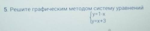5. Решите графическим методом систему уравнений(y=1-Xy=x+3
