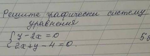 Решите графически систему уравненийу-2х=02х+у-4=0 у меня соч