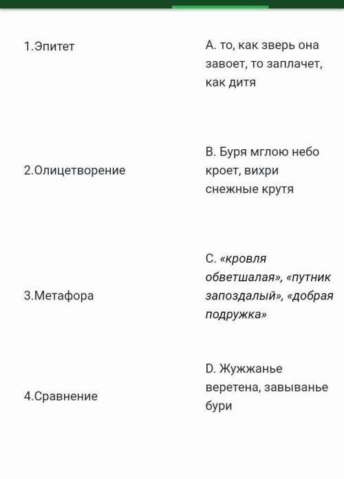 Соотнесите строки из стихотворения А. Пушкина «Зимний вечер » и изобразительные средства.