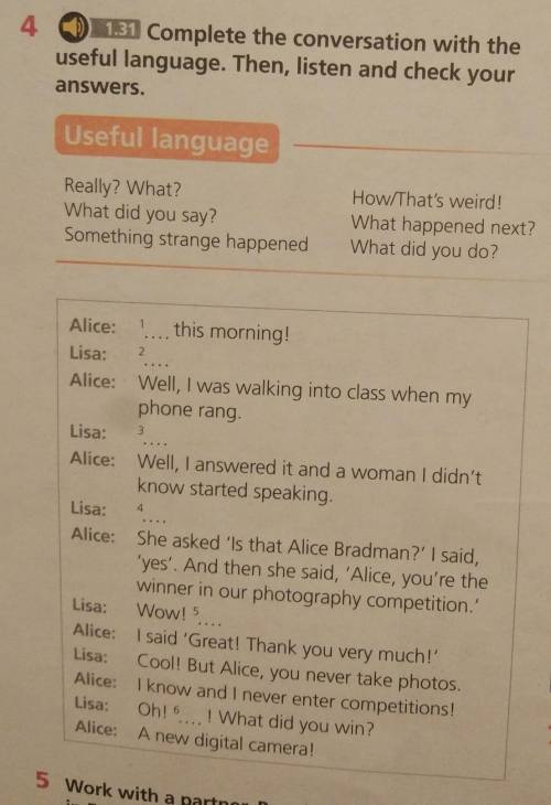 Complete the conversation with the useful language. Then, listen and check answers.​