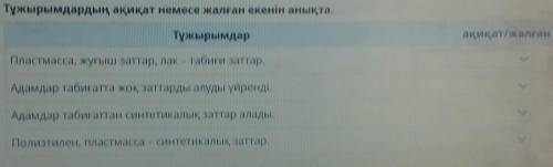 Тұжырымдардың ақиқат немесе жалған екенін анықта.​