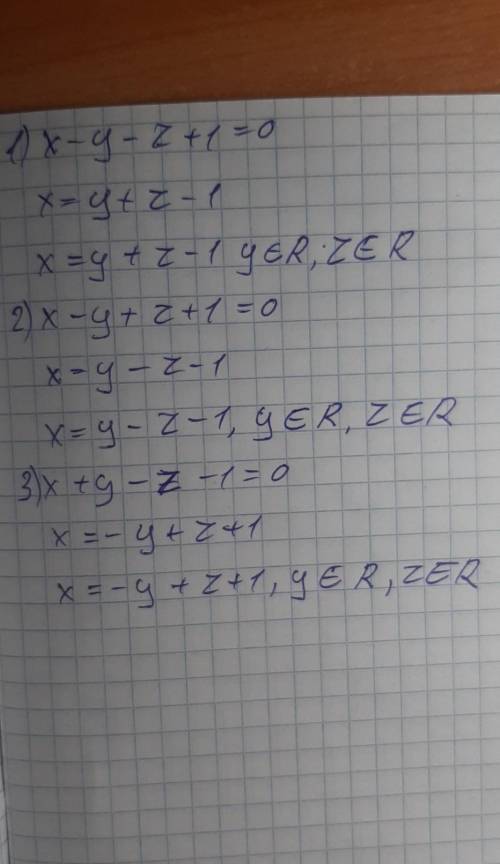 найти координаты плоскостей (1) x-y-z+1=0; (2) x-y+z+1=0; (3) x+y-z-1=0