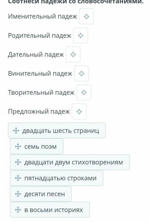 Ссоотнеси падежи со словочитаниями нужно.