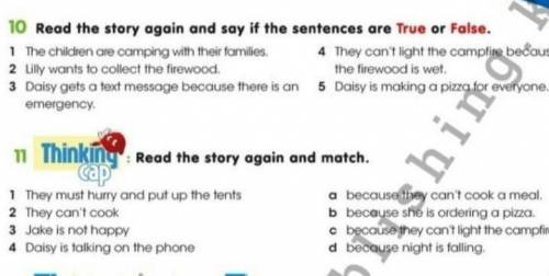 10 Read the story again and say if the sentences are True or False.11.памагите 