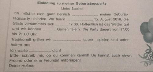 Hier ist die Einladung zu einer Geburtstagsparty. Hilf Helene die Einladung auszufüllen.