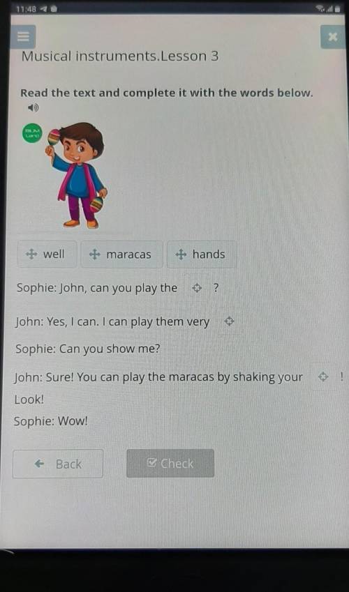 SAMSUNG ISKEMusical Instruments.Lesson 3Read the text and complete it with the words below.wellmarac