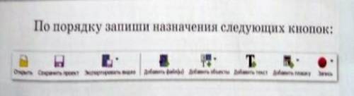 По порядку запиши назначение следущих кнопок!