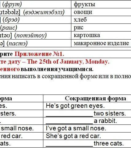 Необходимо предложения в сокращеной форме или в полной форме 
