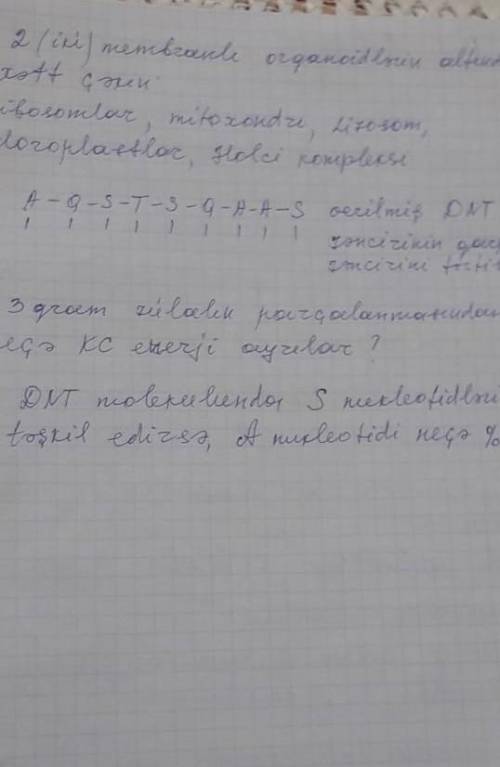 3 qr zülalın parçalanmasindan neçə kc ayrilar?
