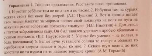 Упражнение 2. Спишите предложения. Расставьте знаки препинания.
