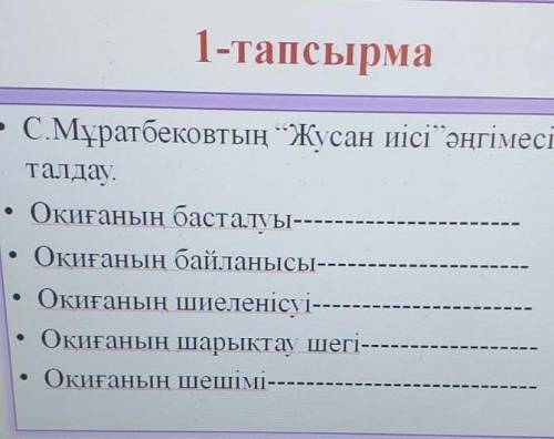 С . Мұратбековтың Жусан иісі әңгімесін талдау