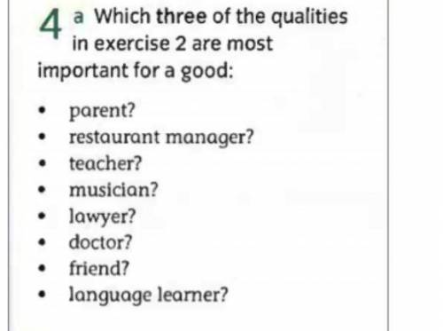 4 a Which three of the qualities in exercise 2 are most important for a good: