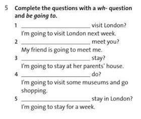 Complete the guestions with a wh- guestion and be going to