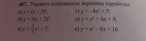 Укажите координаты вершины параболы: