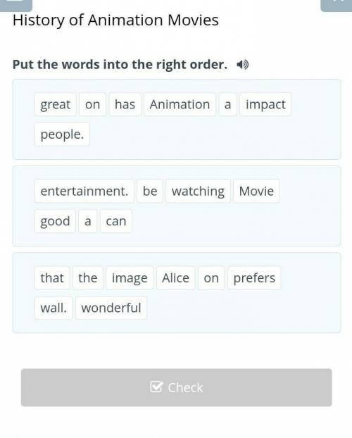 Put the words into the right orber. через билимленд 