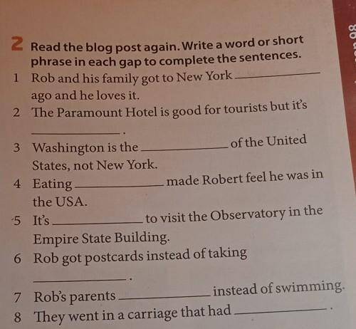 Read The Blog Post again. write a word or shot phrase in each gap to complete the sentences