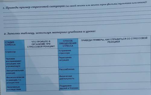 Мне нудно сдать через 1 час8 классТема Стресс2 заданияответ 2-3 предложения на каждый