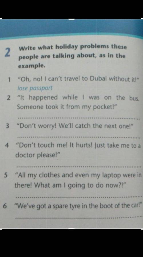 Write what holiday problems these people are talking about, as in theexample.1 Oh, no! I can't trav