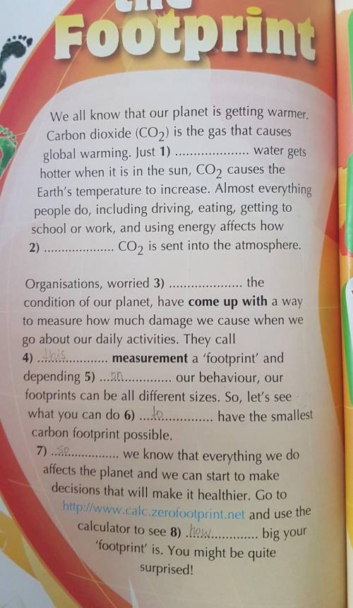 Read the text and fill in the gaps with the appropriate word. 