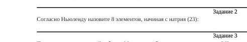 Согласно Ньюленду назовите 8 элементов, начиная с натрия (23):