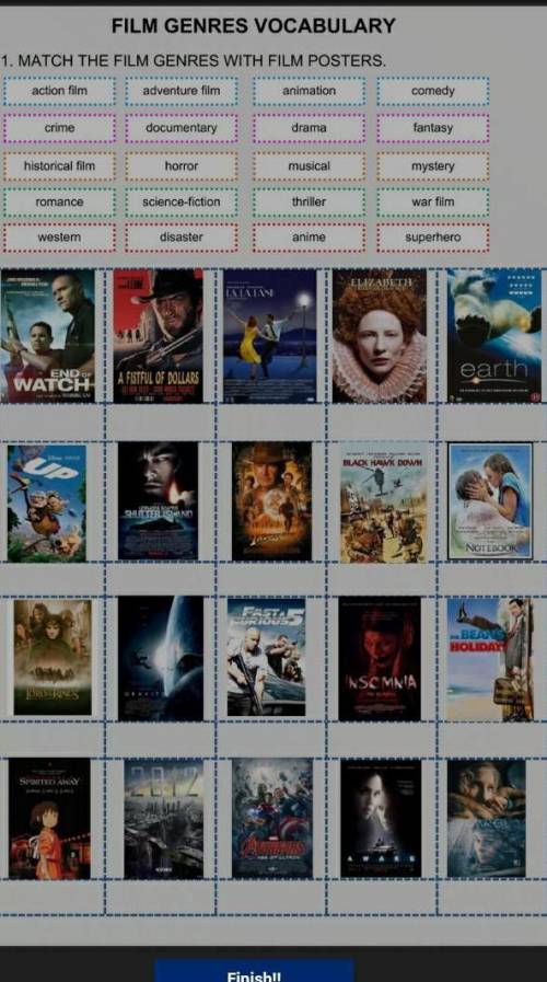 Match the film genres with film poster