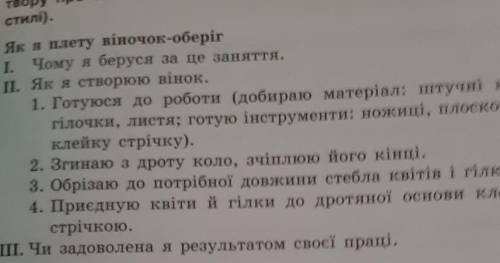 Як я плету віночок-оберіг. Скласти твір за планом