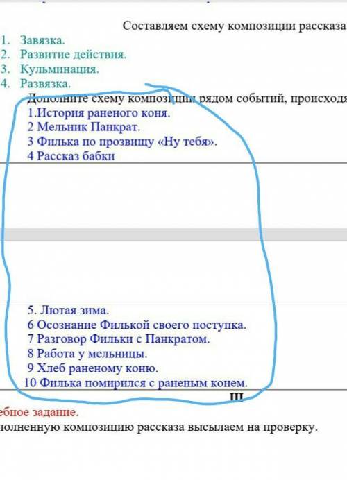 Завяска, развитие действия, кульминация, развязка.на тему теплый хлеб. Вот слова:Они в разброс