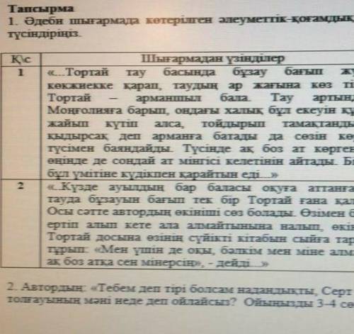 1Әдеби шығармада көтерілген әлеуметтік-қоғамдық мәселені 