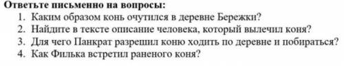 ответьте письменно на вопросы? 1. каким образом конь очутился в деревни Бережки?