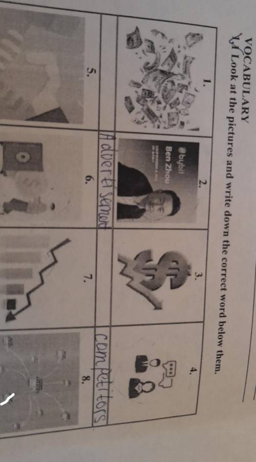 V Look at the pictures and write down the correct word below them. VOCABULARY1.2.3.4.5678