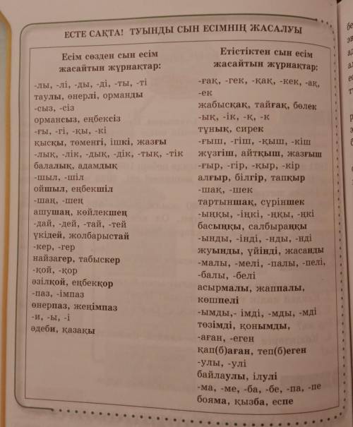 Кестені қолданып 10 сөз құрастыр