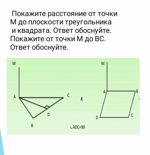 Показать расстояние от точки М до плоскости, и обосновать