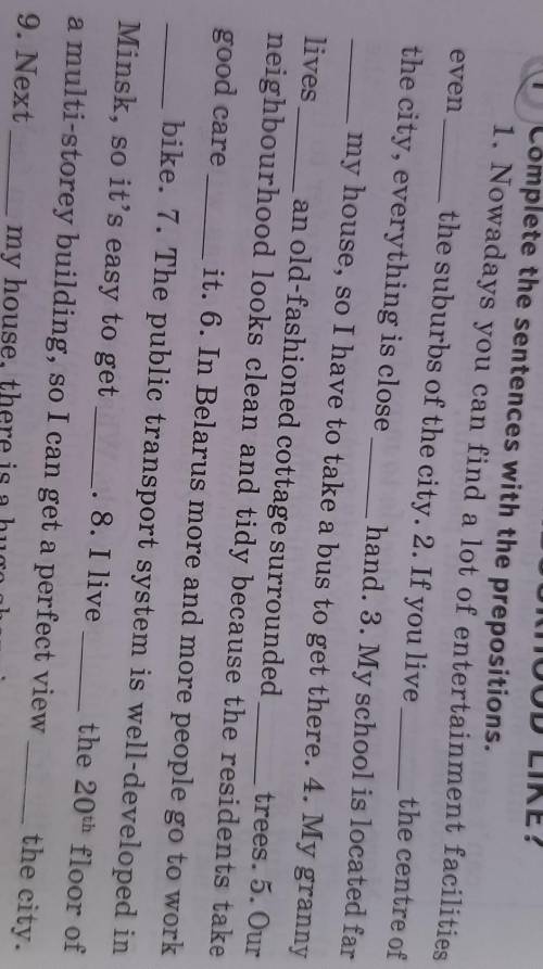 Complete the sentences with the prepositions)