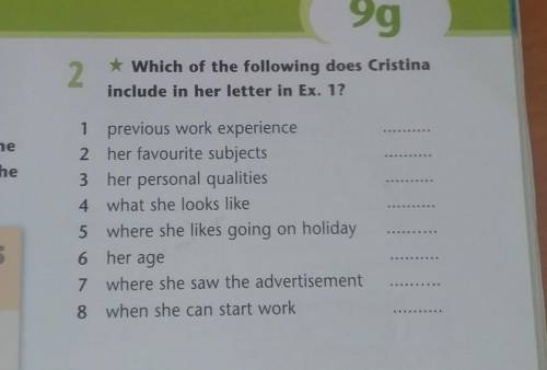 Which of the following does Cristina include in her letter im Ex. 1 