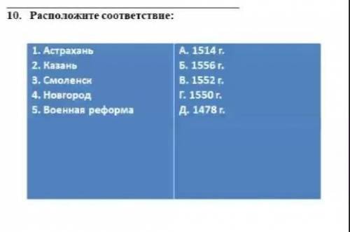 Контрольная по истории расположить соответствия очень важно сейчастому кто первый даст ответ дам лу