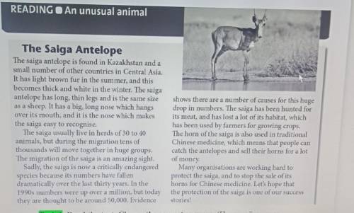 1 The text is about ... А а species of animal that is growing innumberВa species of animal that is f