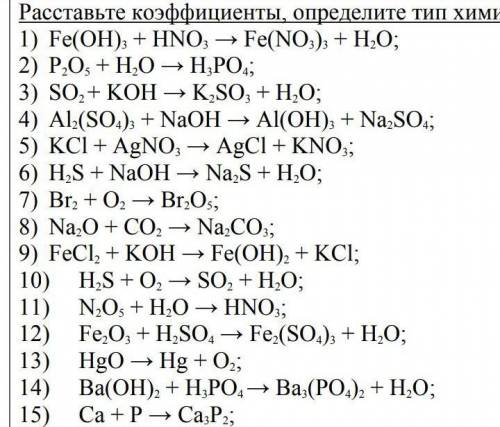 нужно расставить каэфиценты 