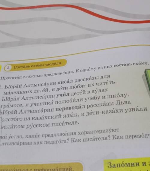 Прочитай сложные предложение к одному из них составьте схему ыбырай а