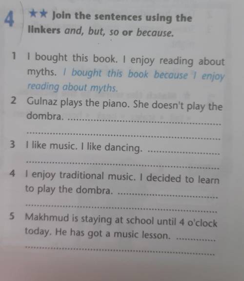 Join the sentences using the linkers and, but, so or because 5 класс​