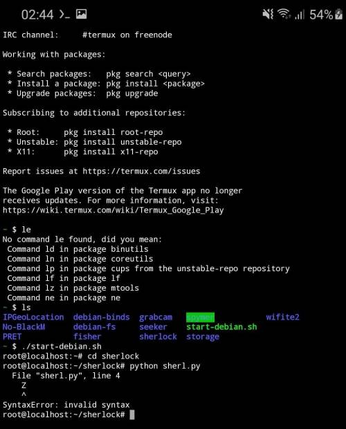 SyntaxError: invalid syntaxс root правами