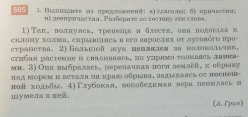 Выпишите из предложений а) глаголы б) причастия в) деепричастия
